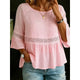 Women's Lace Peplum Blouse — Ruffle-Sleeve Crochet-Detail Lightweight Summer Top