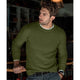 Men's long-sleeve crew neck knit sweater with ribbed trims