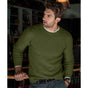 Men's long-sleeve crew neck knit sweater with ribbed trims