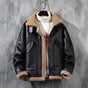 Men's aviator jacket with contrasting shearling-style trim and zip front