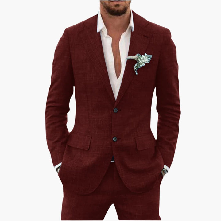Men's Linen Suit Set – Two-Piece Button Blazer & Trousers Summer Holiday Suit 12