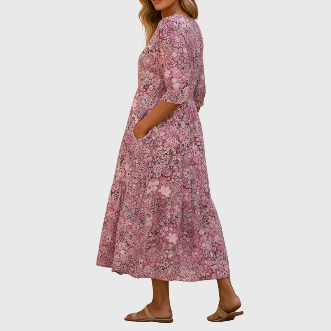 Antonia - Elegant V-Neck Midi Dress