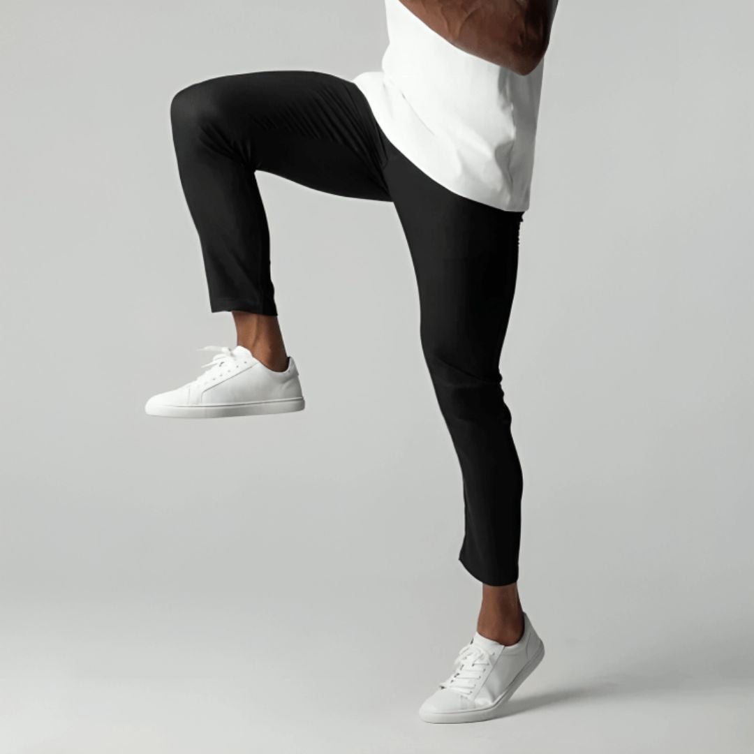 Men's slim chino trousers with cropped legs and front pockets