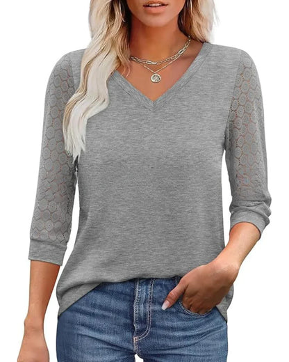 Linnea - Lace Sleeve V-Neck Blouse