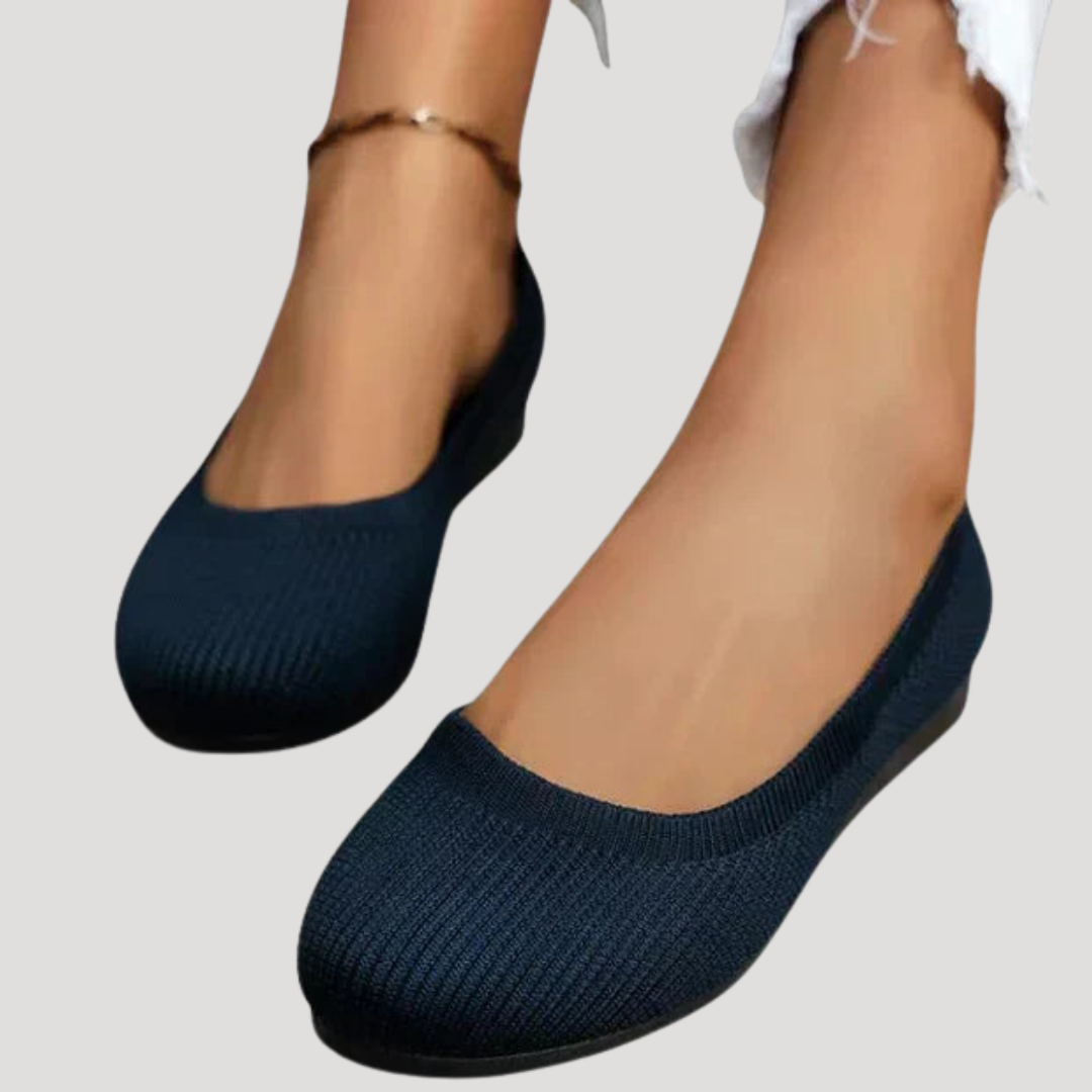 Women's knit flat shoes with rounded toes and flat soles