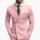 Men's Double-Breasted Suit Set – Tailored Notched-Lapel Blazer & Trousers for Weddings & Business 9