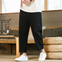 Men's relaxed tapered ankle trousers with drawstring waist and side pockets