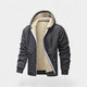 Men's hooded zip cardigan with contrasting sherpa-style lining