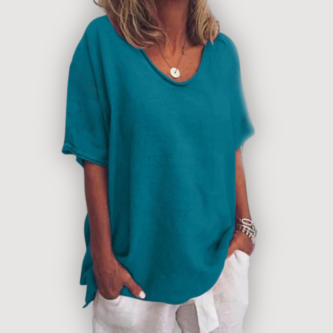 Women's Relaxed Scoop-Neck T-Shirt — Loose Soft Lightweight Summer Tee