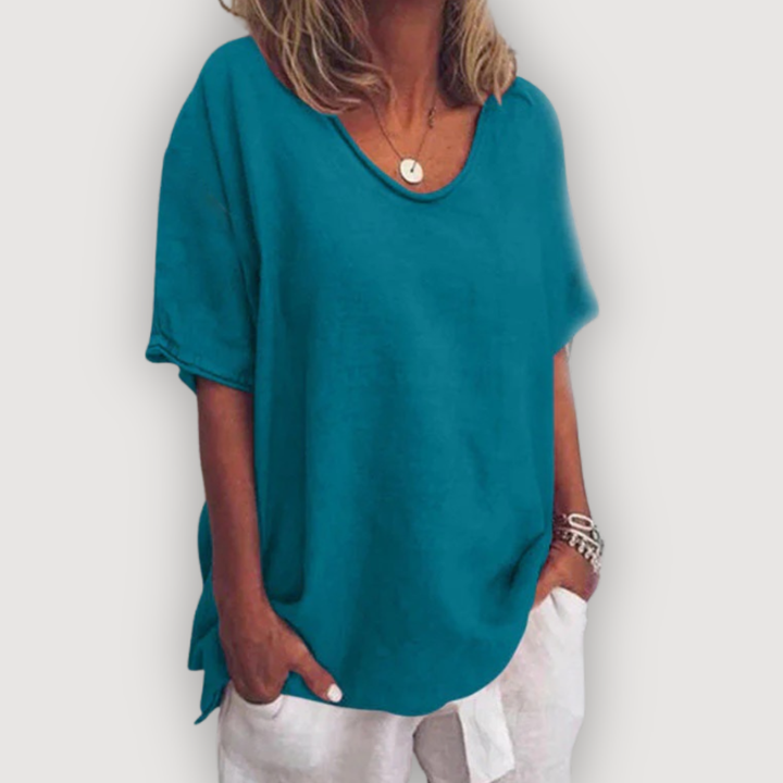 Women's Relaxed Scoop-Neck T-Shirt — Loose Soft Lightweight Summer Tee