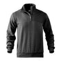 Men's cable knit quarter-zip sweater with mock neck and long sleeves