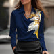 Satijnen Watervalhals Blouse Met Lange Mouwen voor Dames
