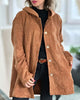 Women's hooded textured jacket with long sleeves and button front