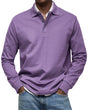 Men's long sleeve polo sweater with collar and button placket