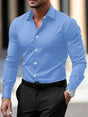 Men's slim fit long sleeve shirt with pointed collar and button front