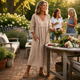 Women's Ruched 3/4-Sleeve Midi Dress — Lightweight Breathable Pocket Summer Dress