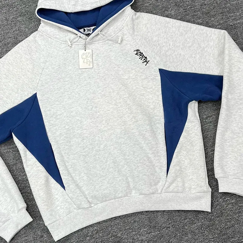 Unisex two-tone colorblock hoodie with hood, long sleeves and contrast panels