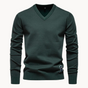 Men's long-sleeve V-neck sweater with ribbed trim