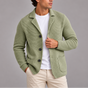 Men's knitted cardigan blazer with lapels, button front and patch pockets