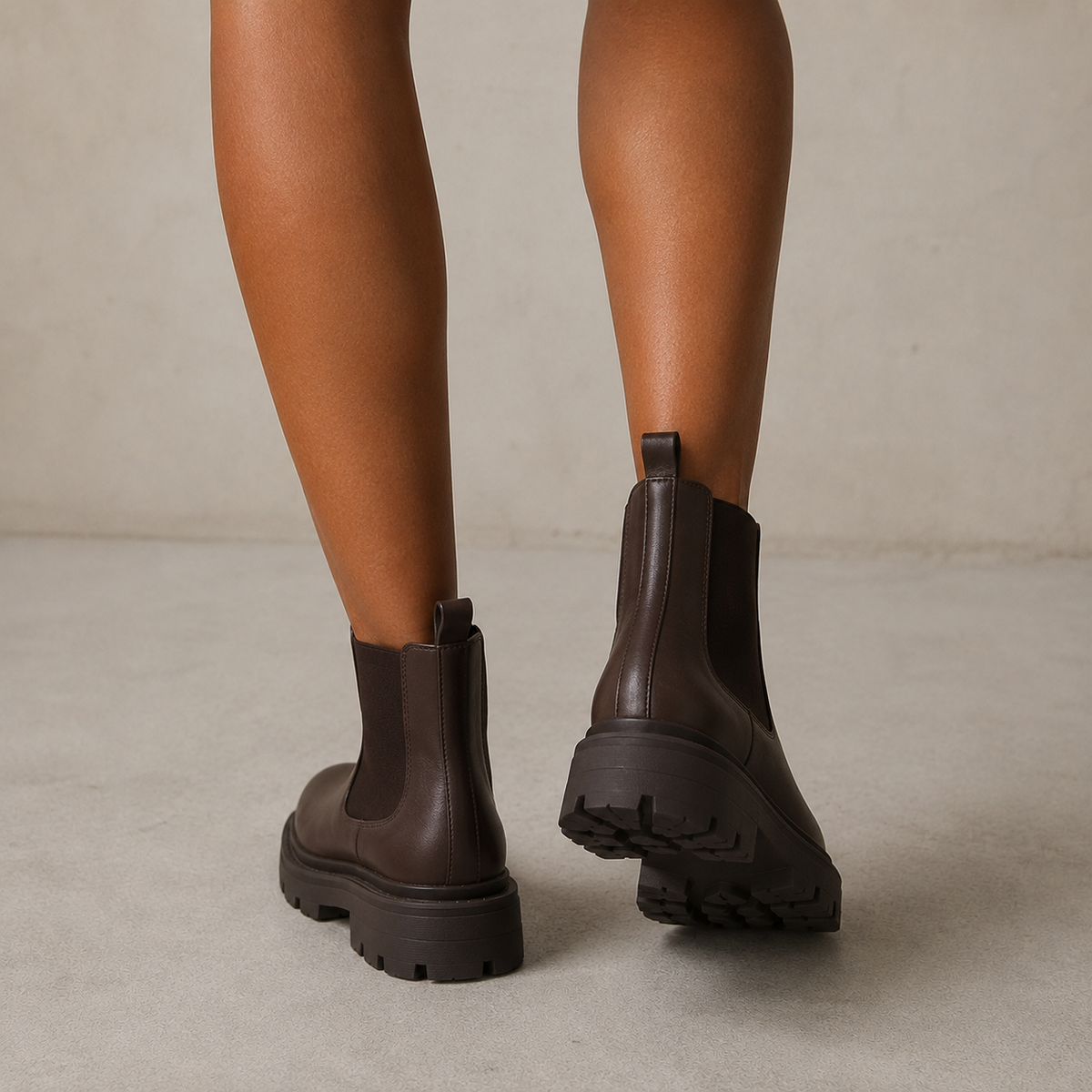 Chelsea boots with elastic side panels and chunky lug soles