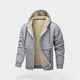 Men's hooded zip cardigan with contrasting sherpa-style lining