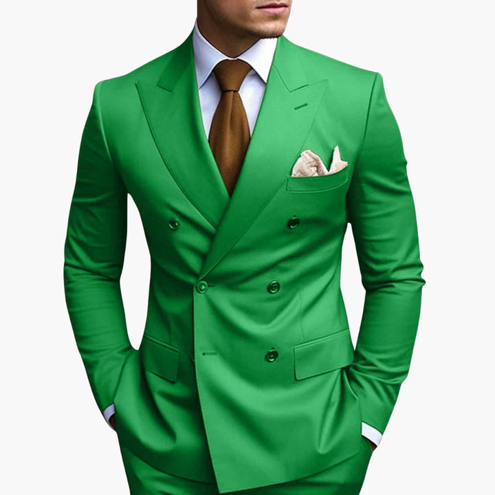 Men's Double-Breasted Suit Set – Tailored Notched-Lapel Blazer & Trousers for Weddings & Business 7