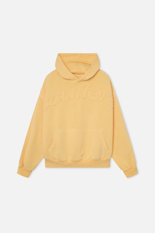 Women's hooded pullover hoodie with tonal chest lettering and kangaroo pocket