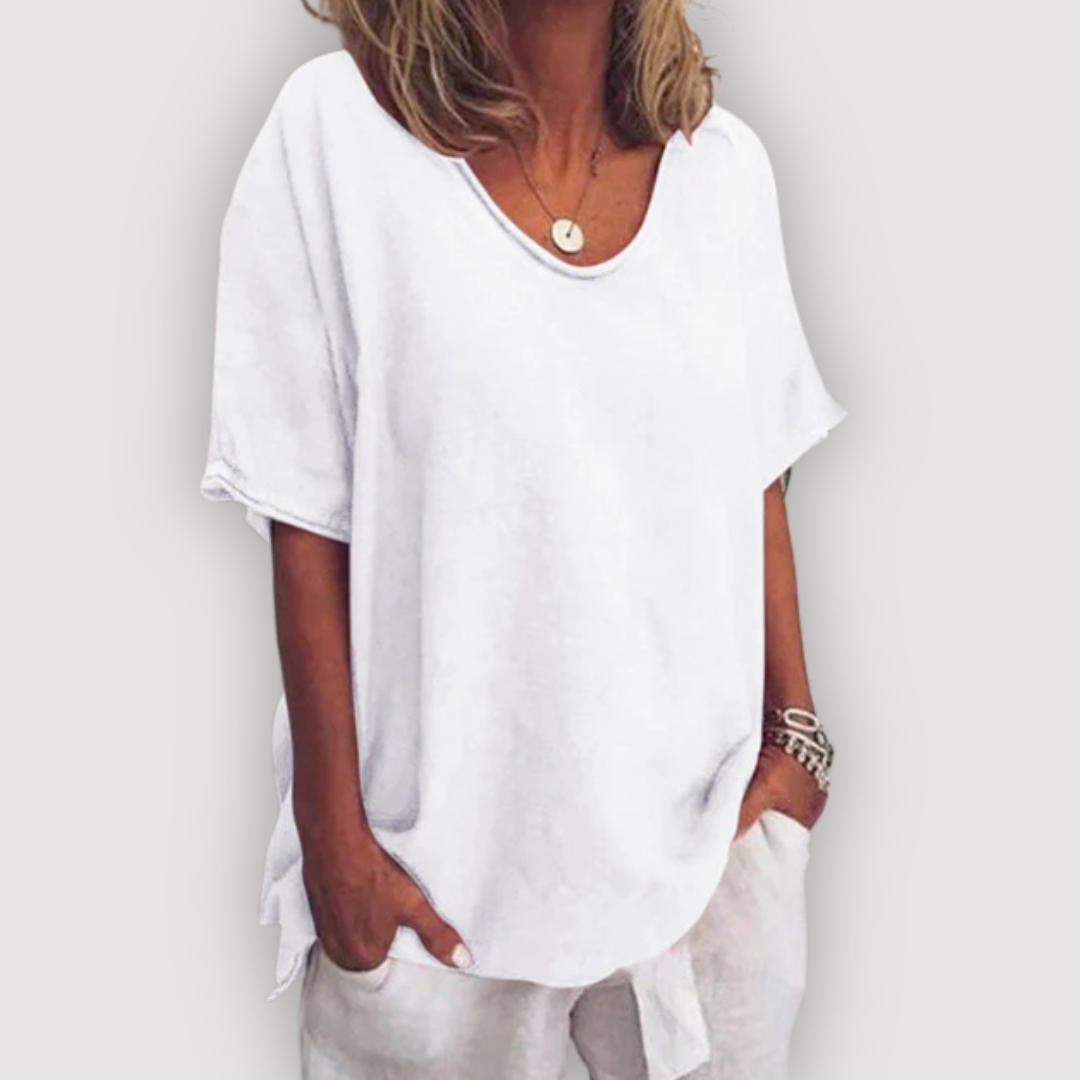 Women's Relaxed Scoop-Neck T-Shirt — Loose Soft Lightweight Summer Tee