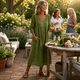 Women's Ruched 3/4-Sleeve Midi Dress — Lightweight Breathable Pocket Summer Dress