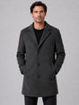 Men's single-breasted longline overcoat with notched lapels and button front