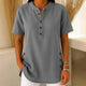 Women's Lightweight Denim Tunic — V-Neck Short-Sleeve Button Top