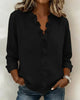 Women's Ruffle Trim Blouse, V Neck, Long Sleeve, Relaxed Fit