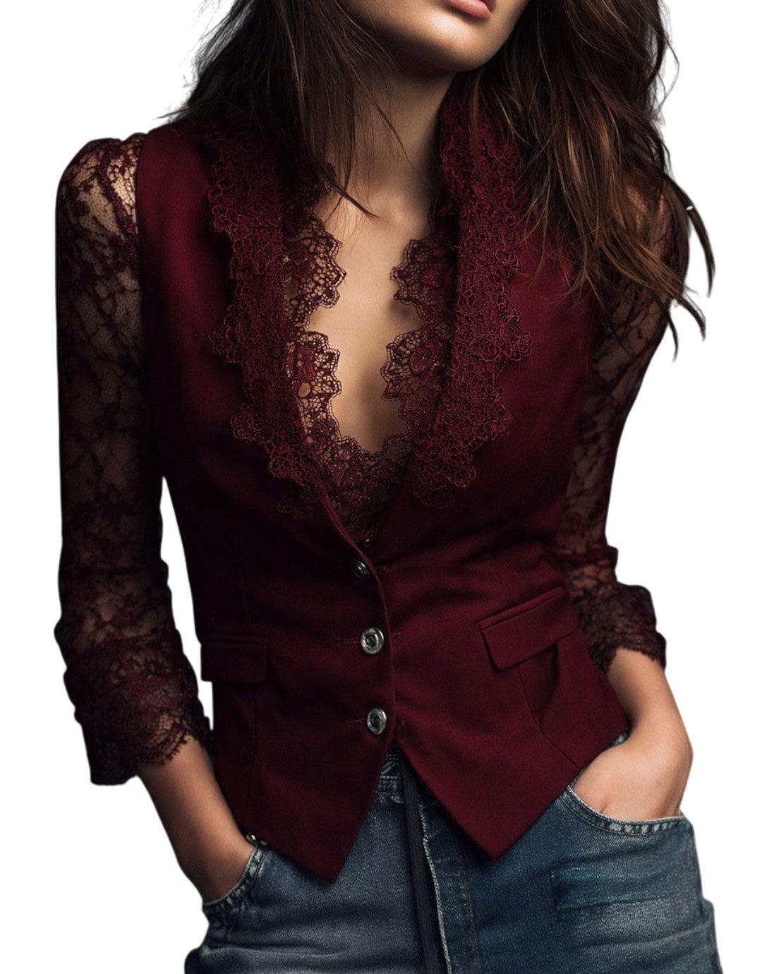 Celeste - Elegant Lace Panel Vest