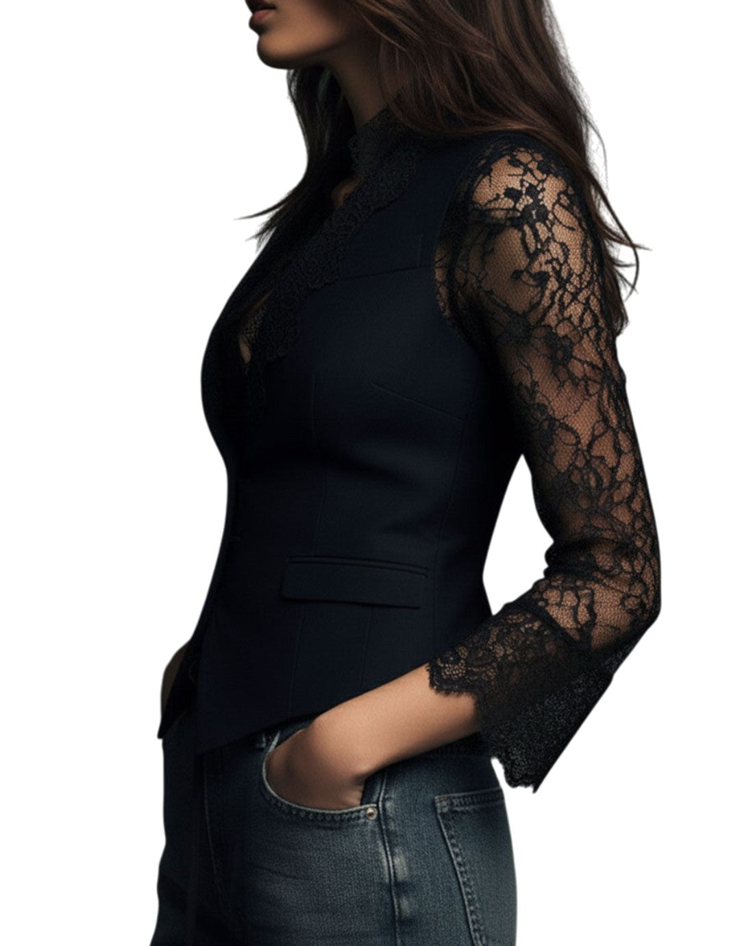 Celeste - Elegant Lace Panel Vest