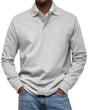 Men's long sleeve polo sweater with collar and button placket