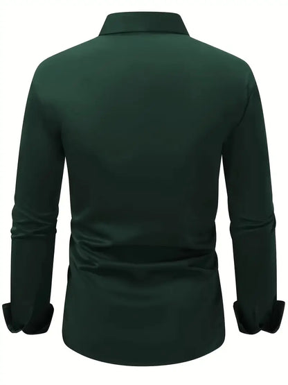 Men's slim fit long sleeve shirt with pointed collar and button front