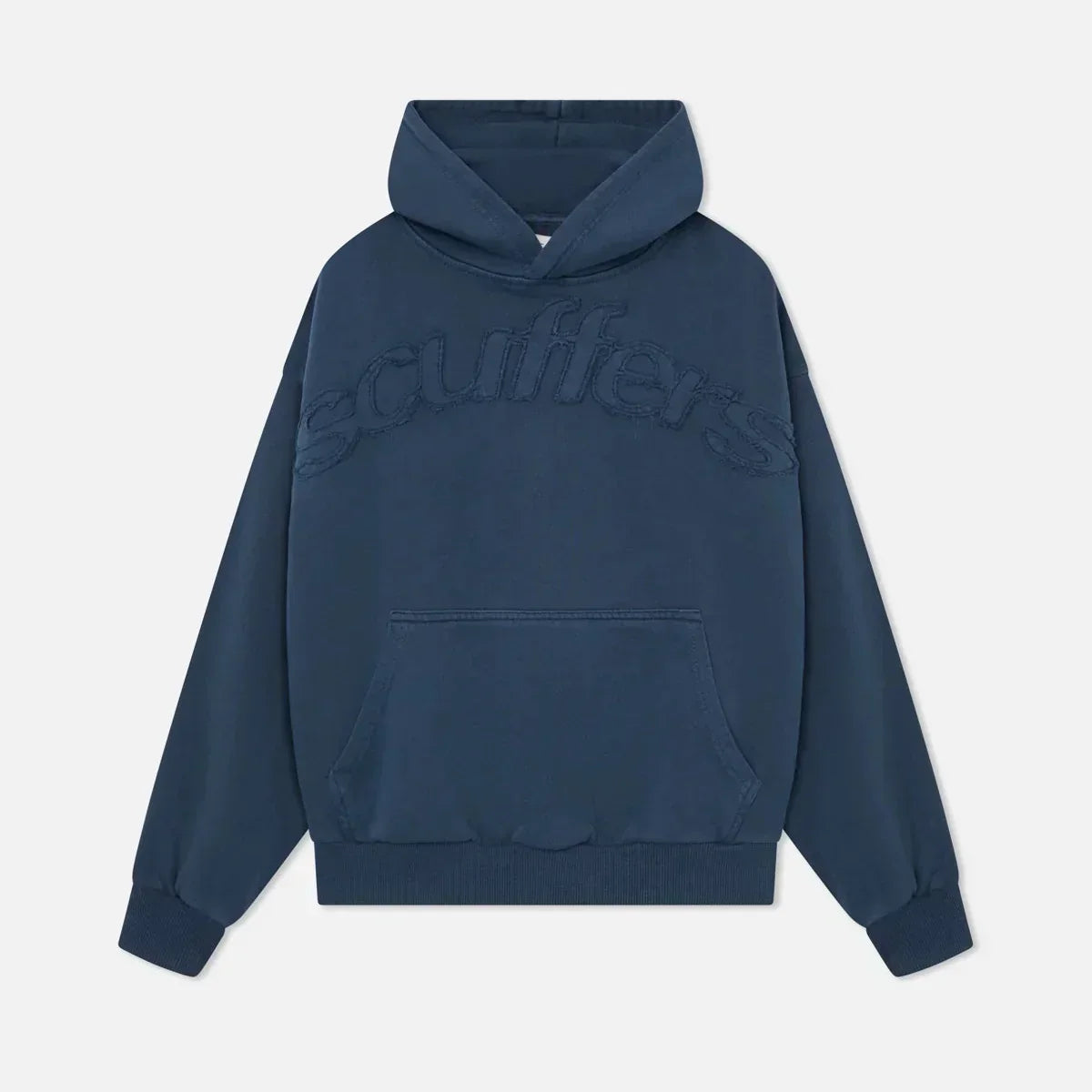 Women's hooded pullover hoodie with tonal chest lettering and kangaroo pocket