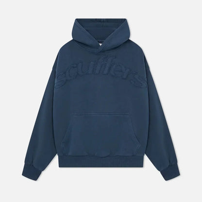 Women's hooded pullover hoodie with tonal chest lettering and kangaroo pocket