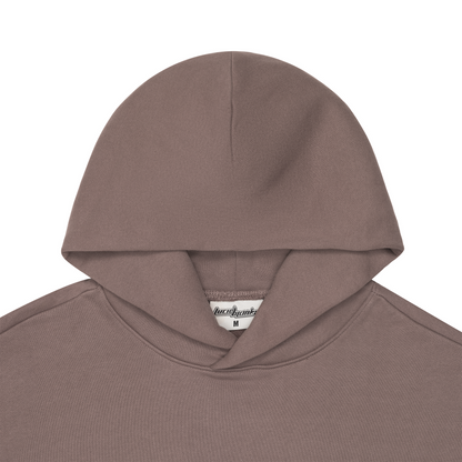 Women's brown hooded sweatshirt with long sleeves and front kangaroo pocket