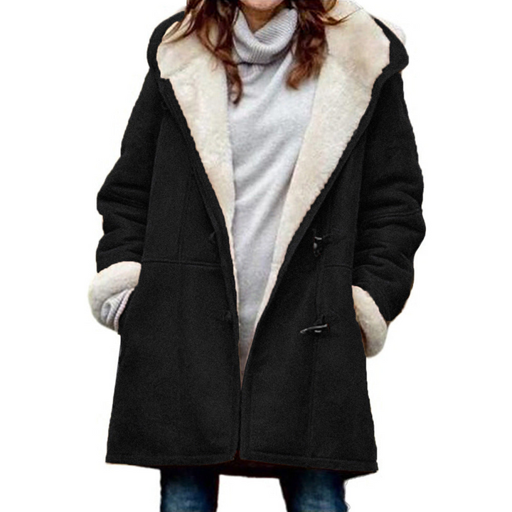 Women's hooded duffle coat with toggle fastenings and front pockets