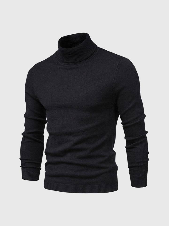 Men's long-sleeve ribbed turtleneck sweater