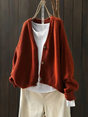 Women's textured knit cardigan with V-neck, button front and long sleeves