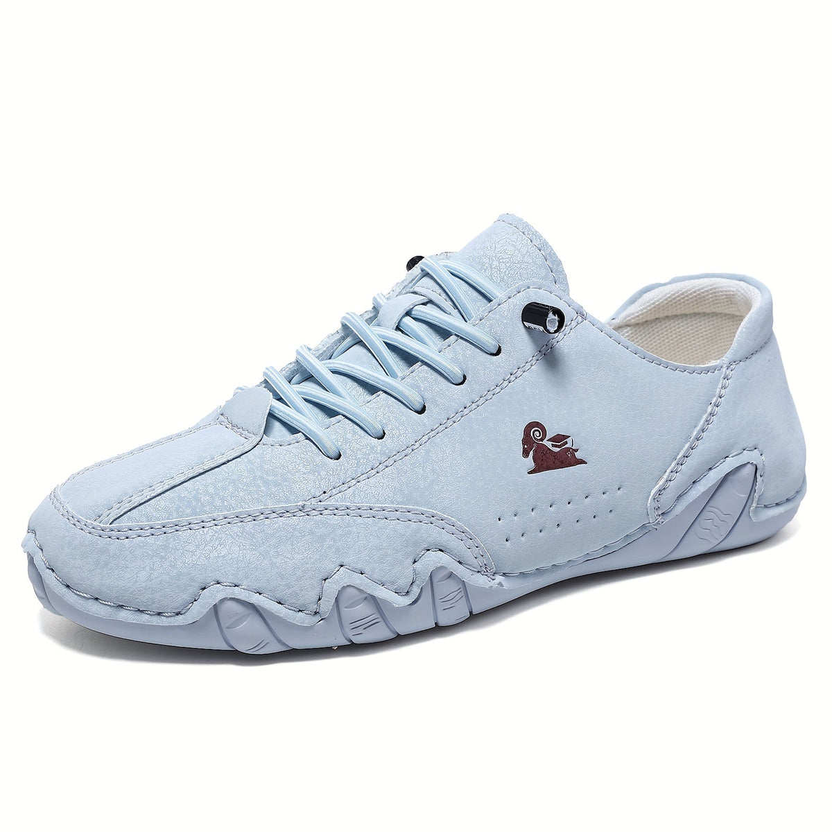 Low-top lace-up sneakers with round toes, stitched panels and segmented soles