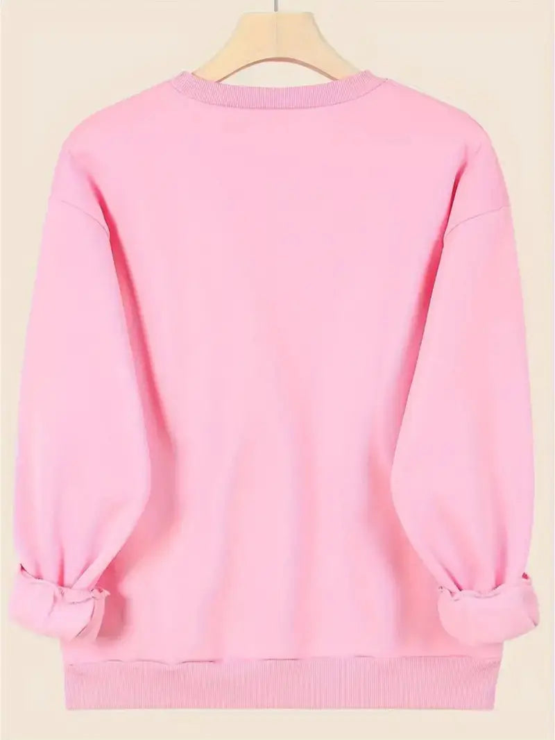 Women's long-sleeve crew neck sweatshirt with ribbed trims