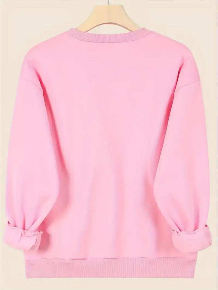 Women's long-sleeve crew neck sweatshirt with ribbed trims