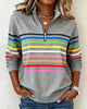 Women's multicolour striped half-zip sweatshirt with mock neckline