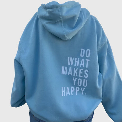 Women's oversized hooded sweatshirt with long sleeves and bold back text