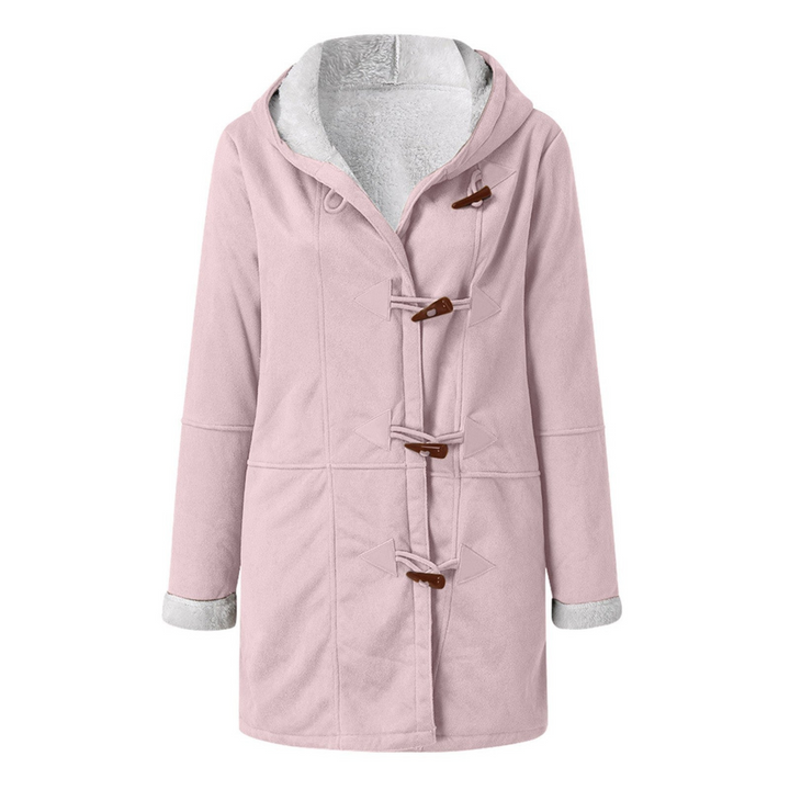 Women's hooded duffle coat with toggle fastenings and front pockets