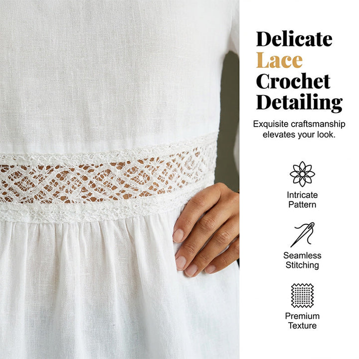 Women's Lace Peplum Blouse — Ruffle-Sleeve Crochet-Detail Lightweight Summer Top