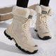 Women's winter lace-up boots with plush cuffs and lug soles